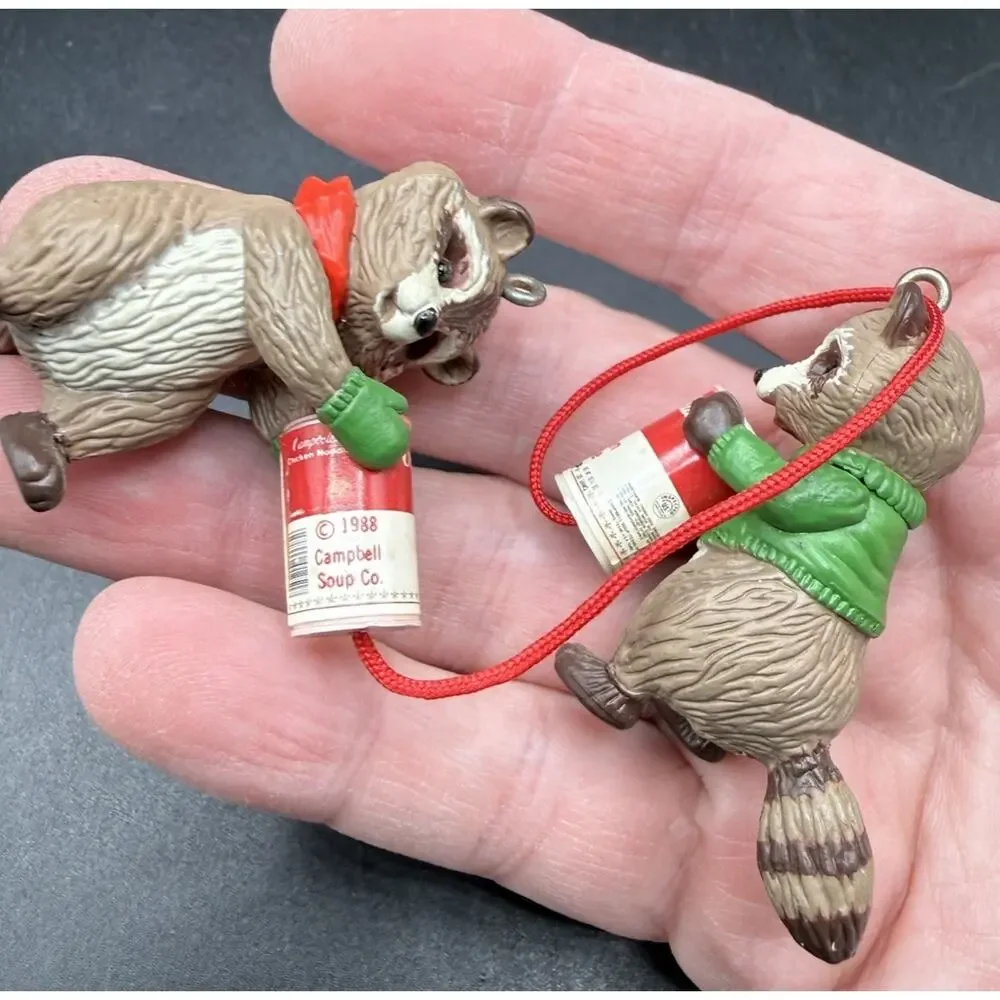 Hallmark Ornament 1988 Raccoons Campbell’s Party Line Christmas Ornament Lo16